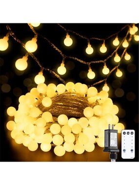 100 LED Connectable Globe String Lights Indoor Bedroom,33ft Warm White Lights